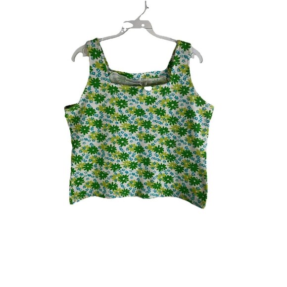 Vintage | Tops | Vintage Y2k Rainbow Floral Waffle Knit Cropped Shirt ...